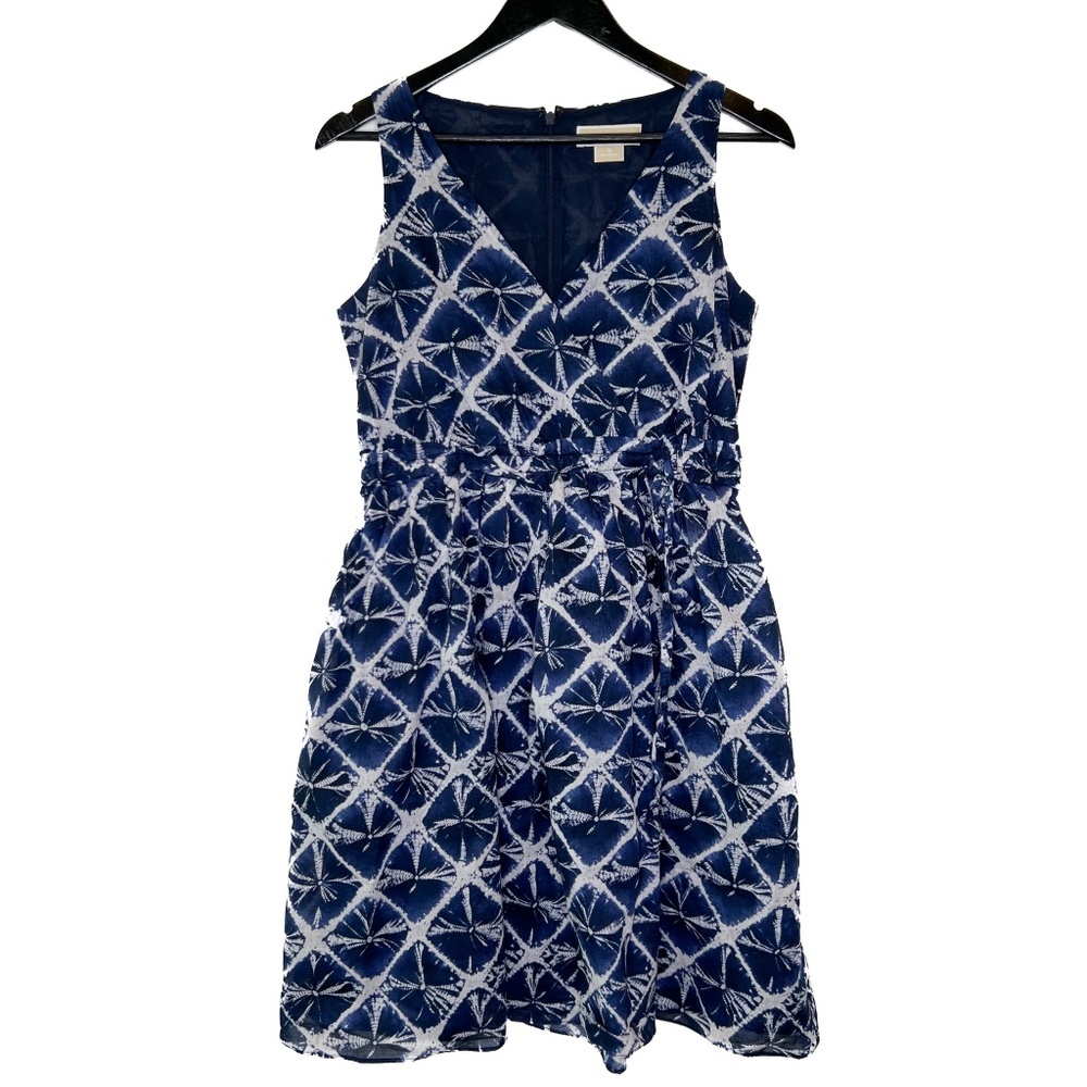 Michael Kors Dress Blue Glazed Tile Tie Dye Empire Dress